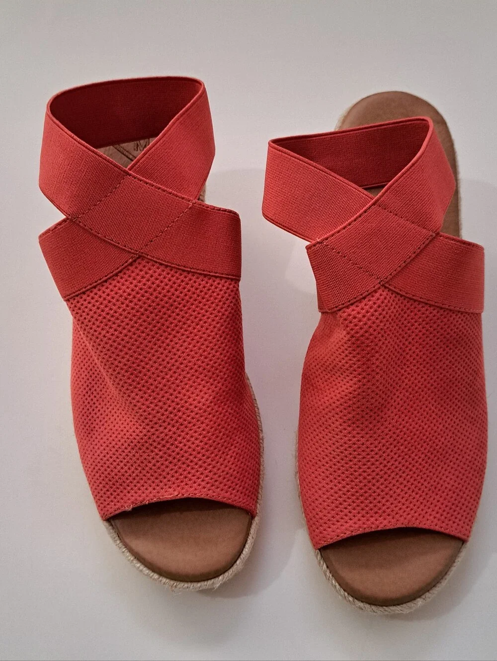 Madeline Coral Red Crisscross Espadrille Sandals 8.5